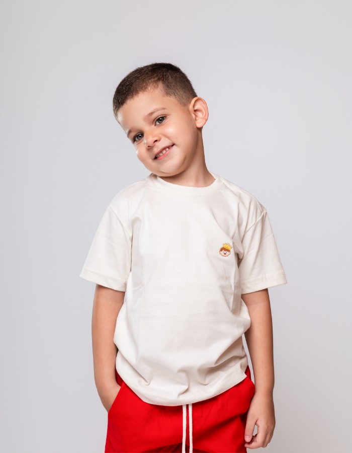 Camisa Gola Careca Malha Menegotti Fio 30 100% Algodão Infantil Com Logo 