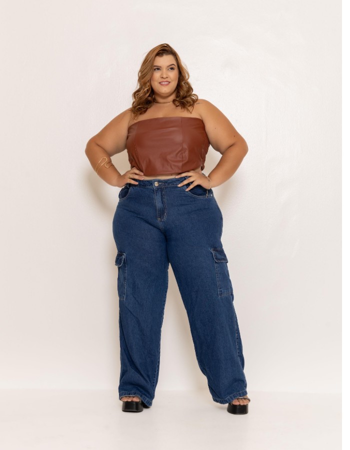 Calça Fem Plus Cargo 100% ALG.