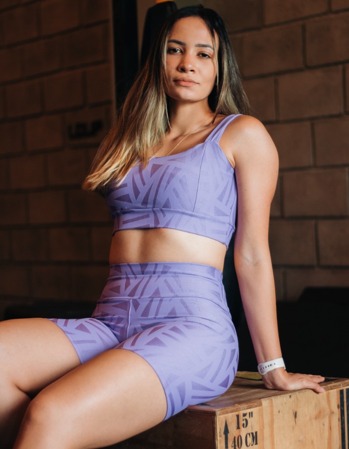 CONJUNTO SHORT JACQUARD ELIZA COM TOP DE ALÇA LARGA