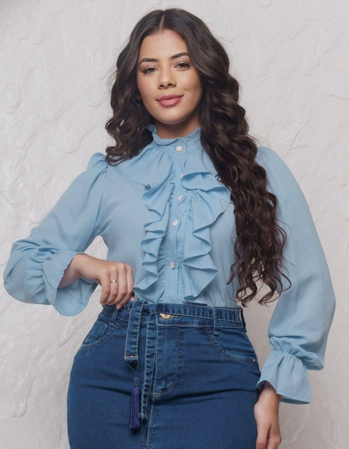 BLUSA MANGA LONGA C/BABADO