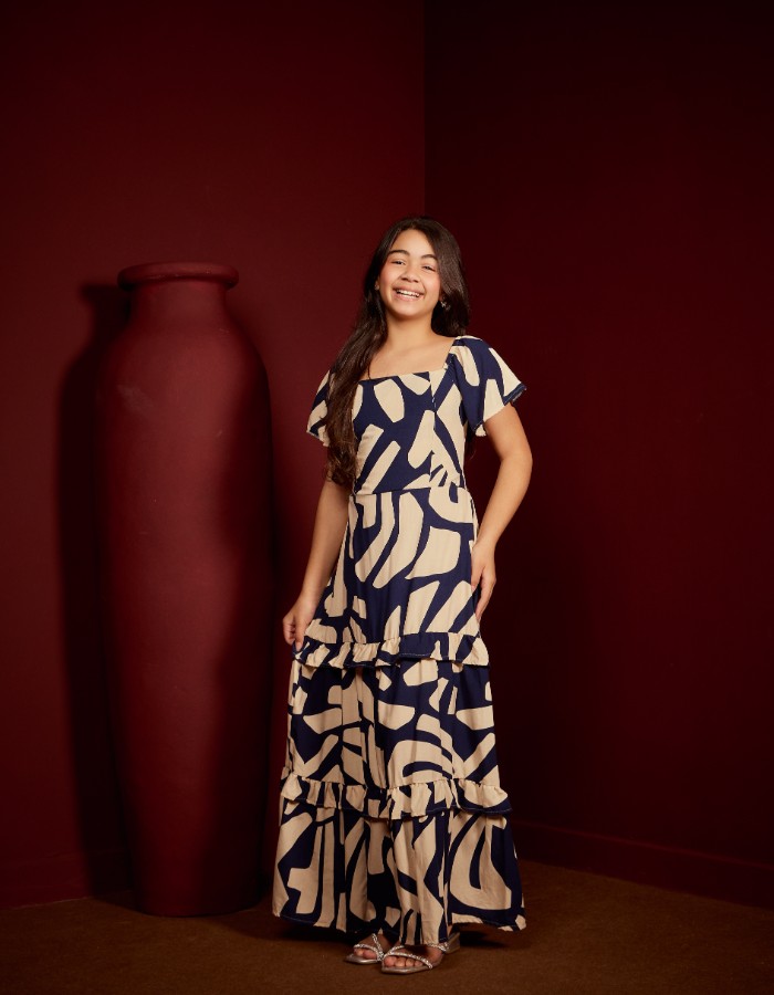 VESTIDO LONGO LASTEX NAS COSTAS/MANGA (TEC. VISCOLINHO)