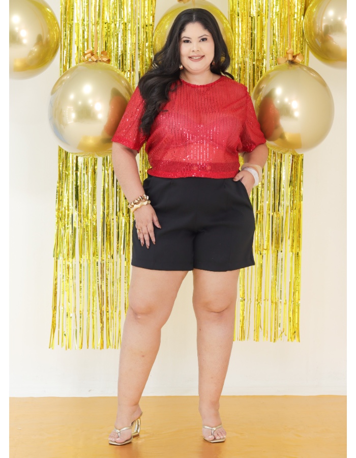 Semi croped em paetê veste TAM 44 até 50