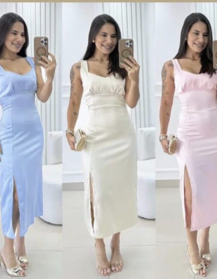 VESTIDO TECIDO DE ALFAIATARIA CETIM