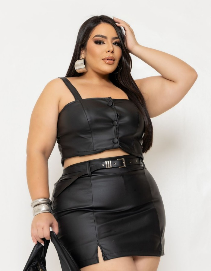 SHORT SAIA 2 FENDA COURO