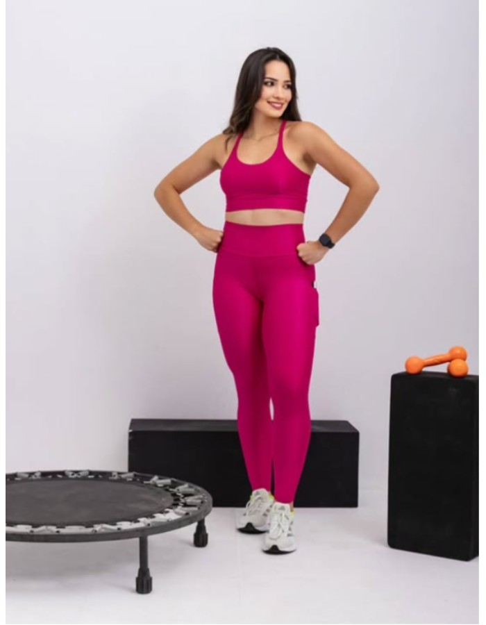 CONJUNTO CALÇA CANELADO PREMIUM COM BOLSO COM TOP CRUZADO