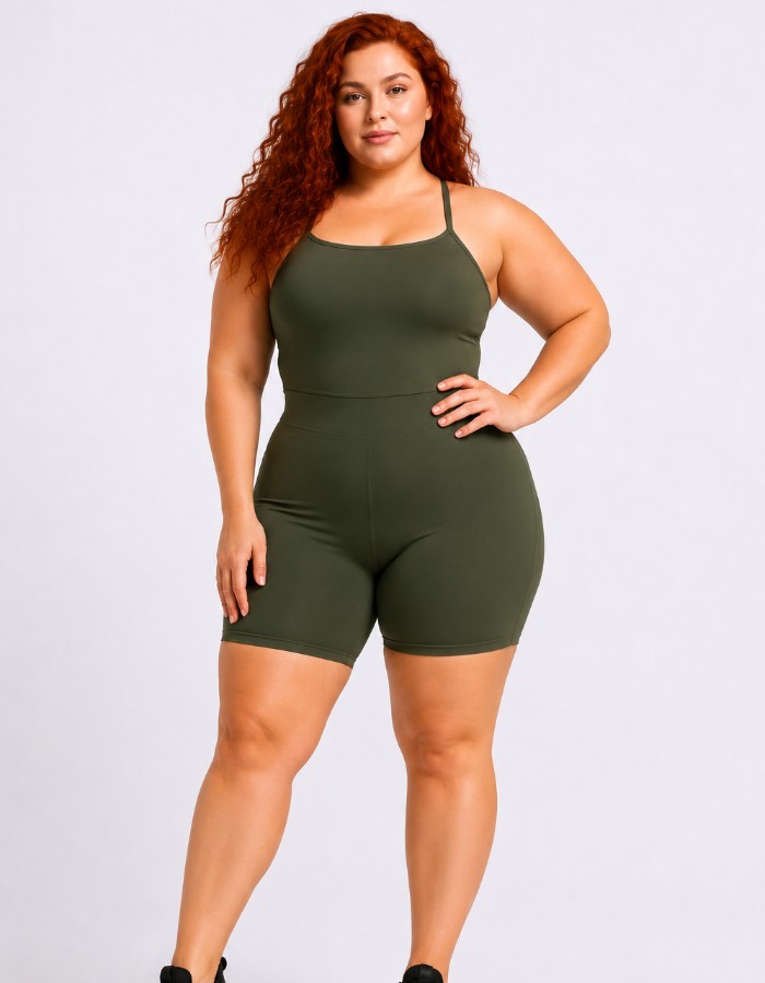 Macacão Curto Plus Size Academia