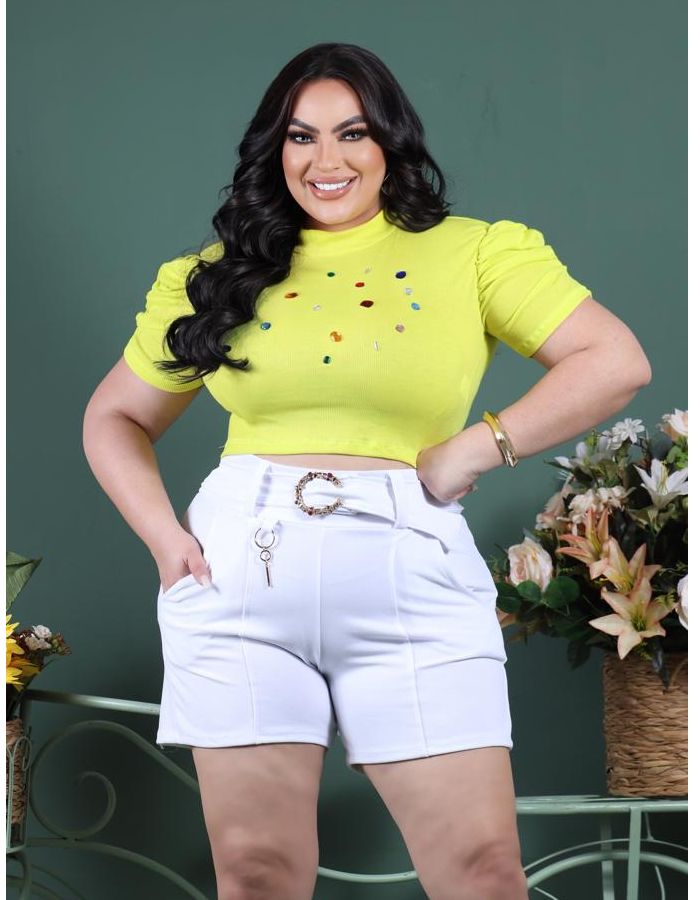 Semi cropped manga princesa em pedraria 