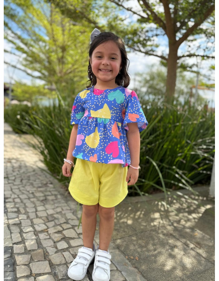 Conjunto Helena gatos malha Marisol algodão 