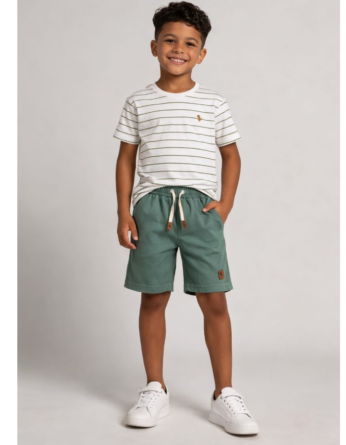 CONJUNTO CAMISA LISTRADA SHORT LISO