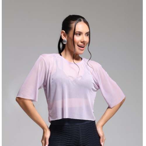 CROPPED TULE COM MANGA