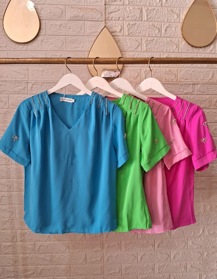 BLUSA CREPE SEDA COM DETALHE DE LAÇO