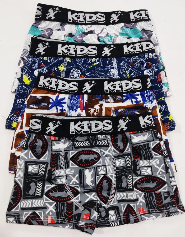 kit Cueca box com 4 estampada microfibra infantil 