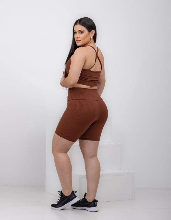 CONJ. SHORT JACQUARD IZABELY COM TOP CRUZADO