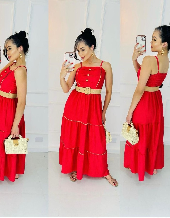 Vestido longo de alcinha