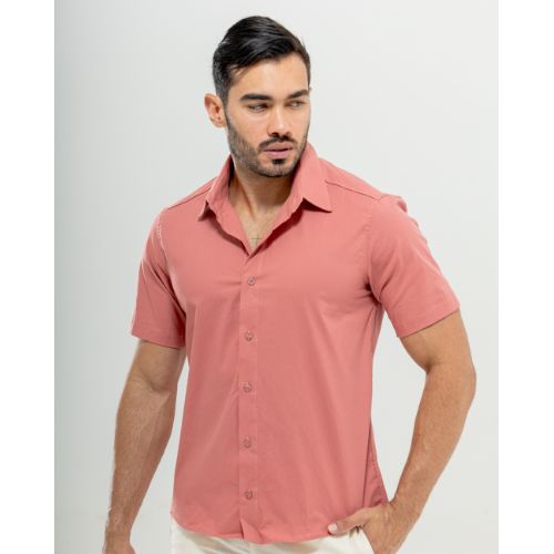 Camisa manga curta tradicional algodão com elastano