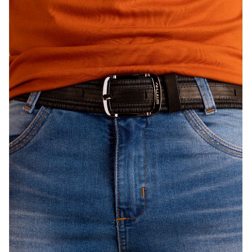 Cinto elastano acabamento em couro 