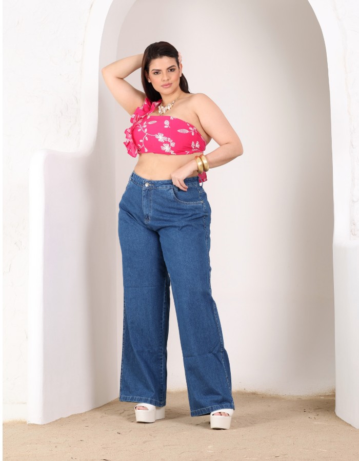 CALÇA FEM WID LEG 100% ALG.