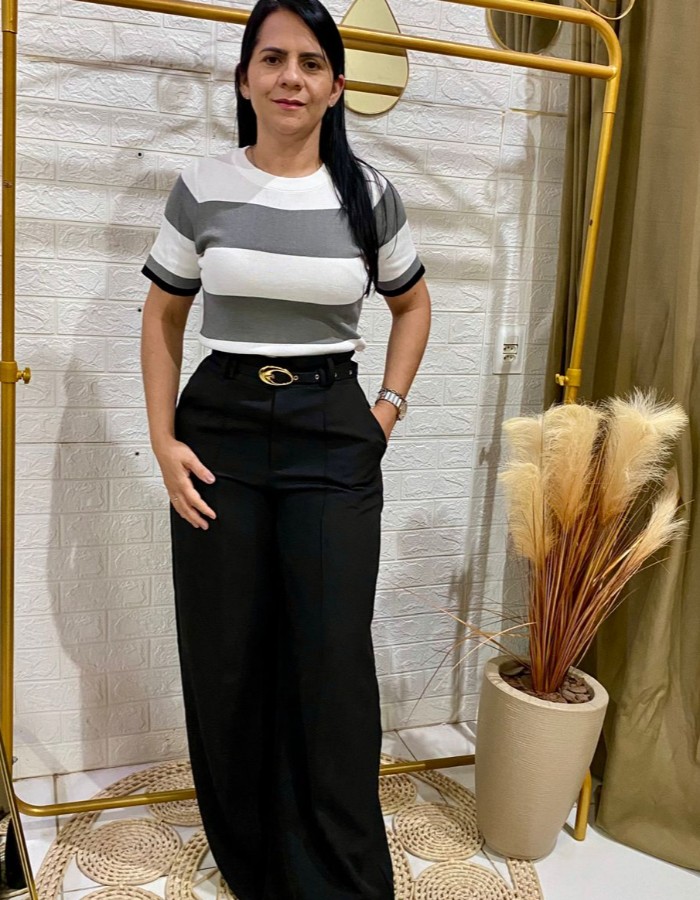 BLUSA TRICO MODAL LISTRA LARGA