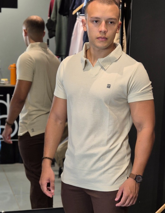 CAMISA GOLA POLO V TEXTURIZADA 