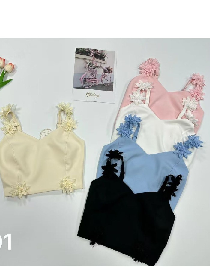 Cropped C/Detalhe De Flor