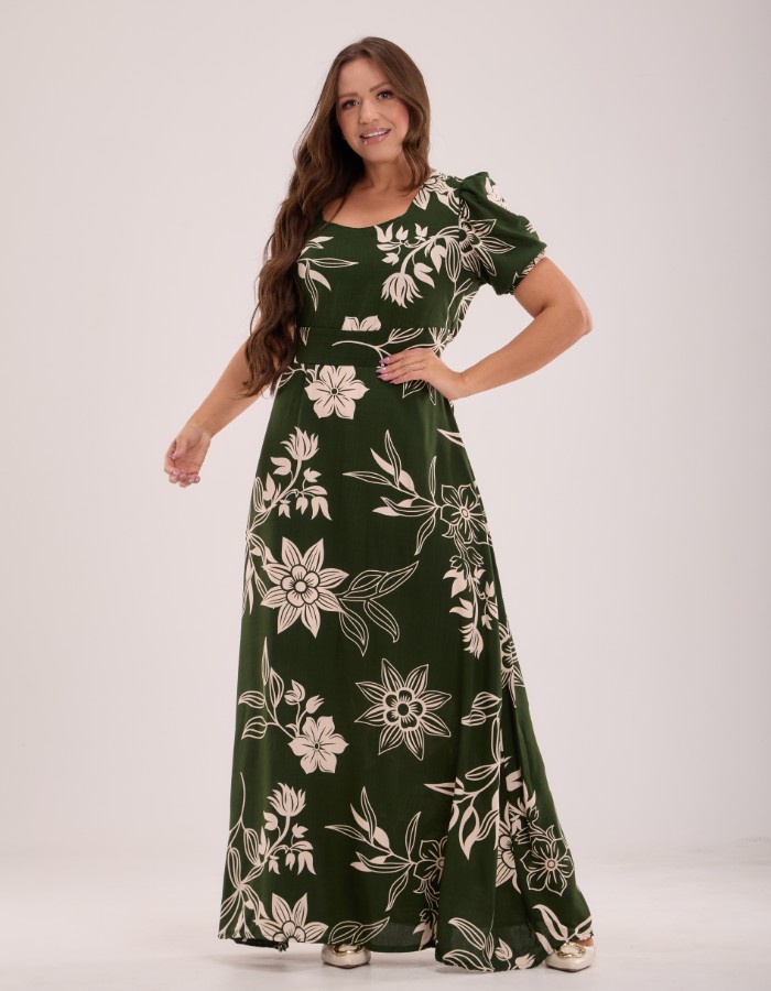 VESTIDO LONGO SAIA GODÊ( TEC. VISCOLINHO )