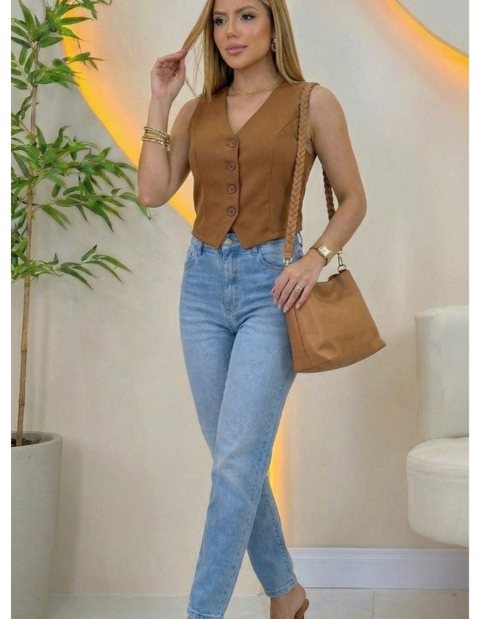 COLETE ALFAIATARIA C/BOTÃO COR DA PEÇA