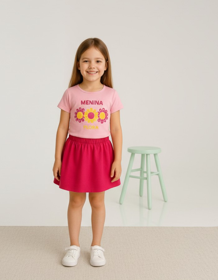 conj. saia menina flora