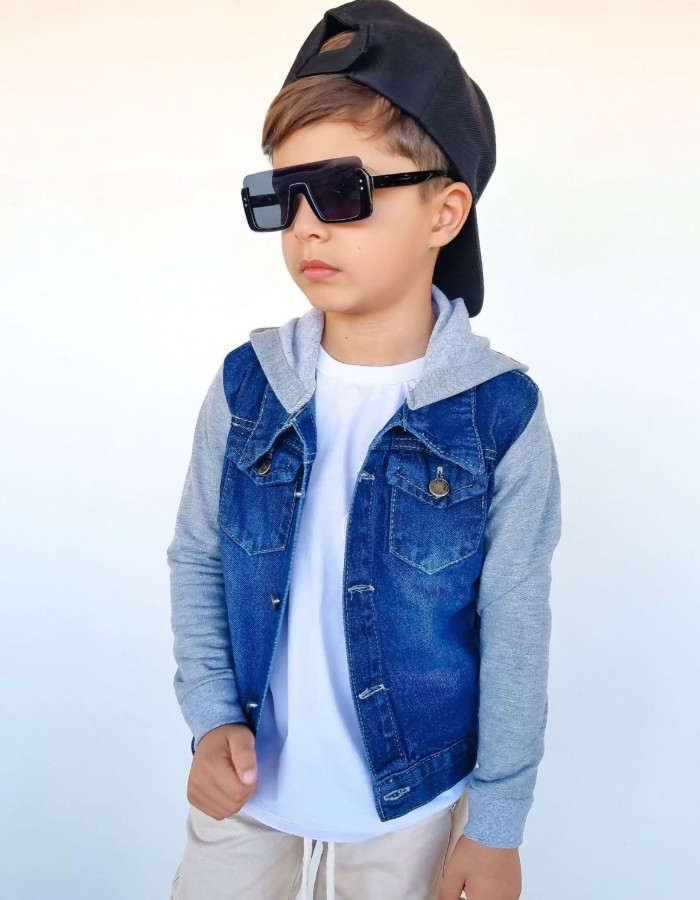  jaqueta masculina jeans com moletom