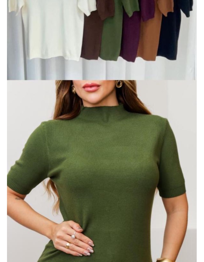 Blusa modal básica meia gola 