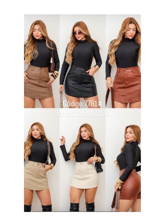Short saia couro 