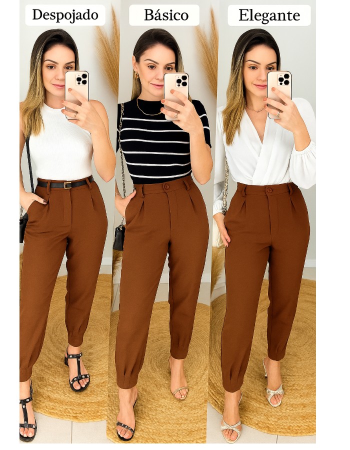 Calça Cenoura Alfaiataria Sem Cinto