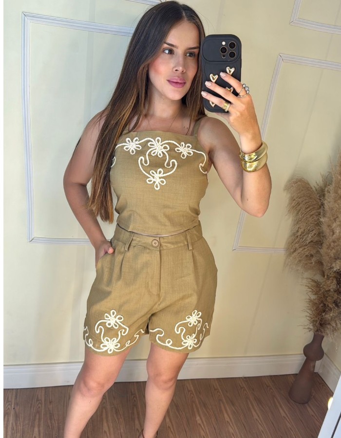 Conjunto Bordado Alça