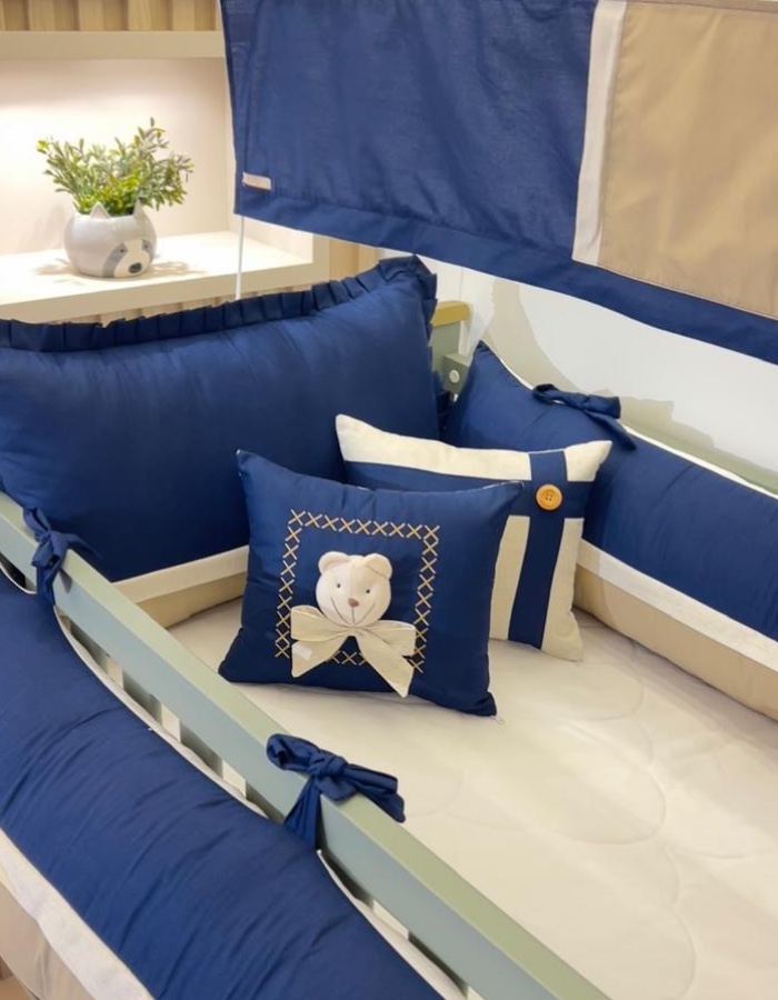 KIT BERÇO AMERICANO PREMIUM 9 PEÇAS URSO FAVO