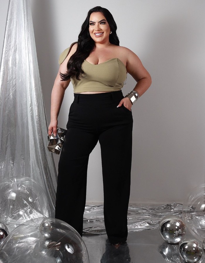 Calça pantalona (SEM CINTO)