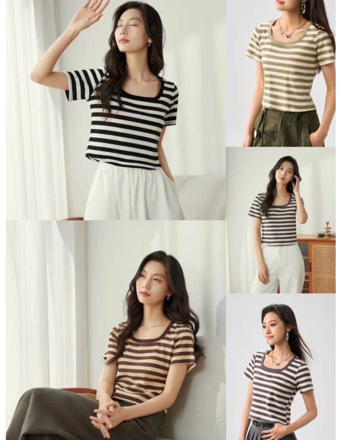 Blusa canelada listrada (importada )