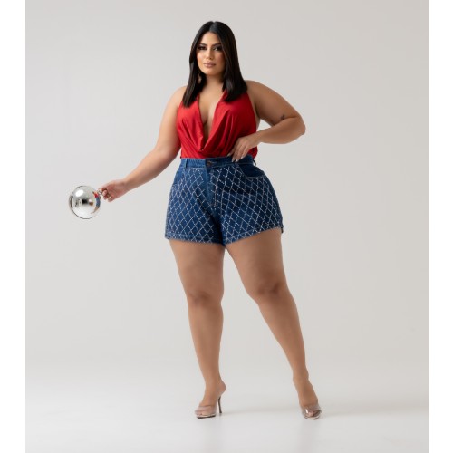 SHORT BOYFRIEND COM BRILHO QUADRANGULAR