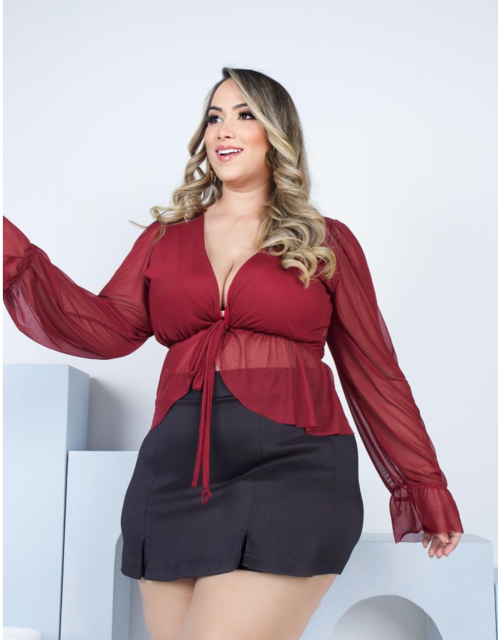 Blusa Tule amarração