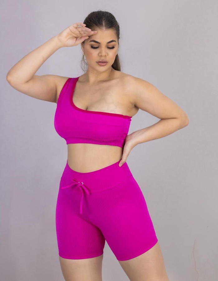 CONJUNTO SHORT MÉDIO TOP PAMELLA EM CANELADO