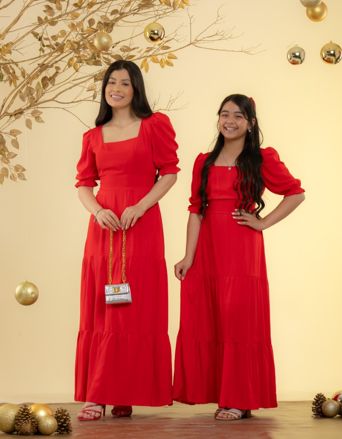 VESTIDO LONGO MANGA CURTA ( TEC. VISCOLINHO )