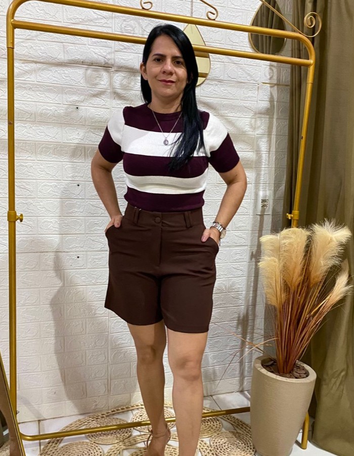 BLUSA DE TRICO COM LISTRAS LARGAS