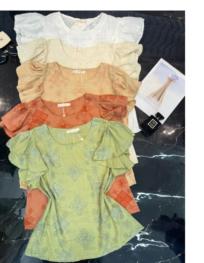 BLUSA TECIDO LINHO BORDADO