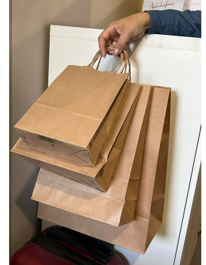 SACOLA ALÇA TORCIDA KRAFT 21X28X10 