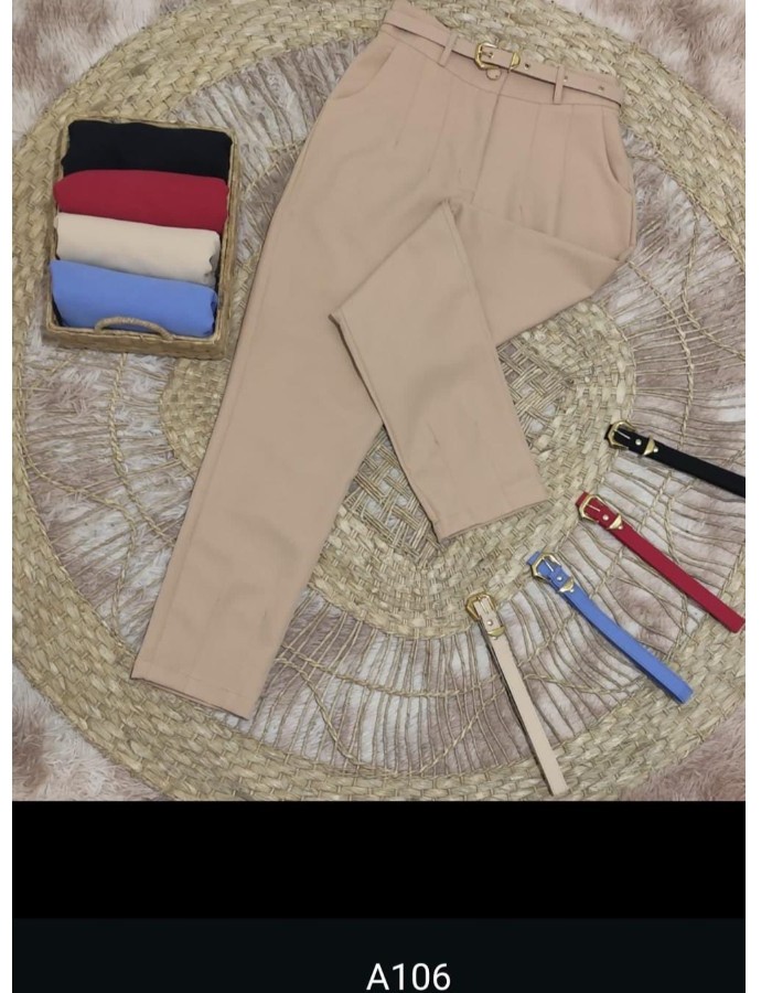 calça alfaiataria cinto cor da peça