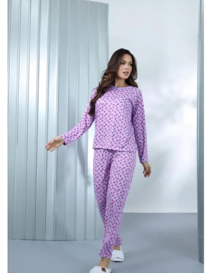 Pigama manga longa feminino estampado