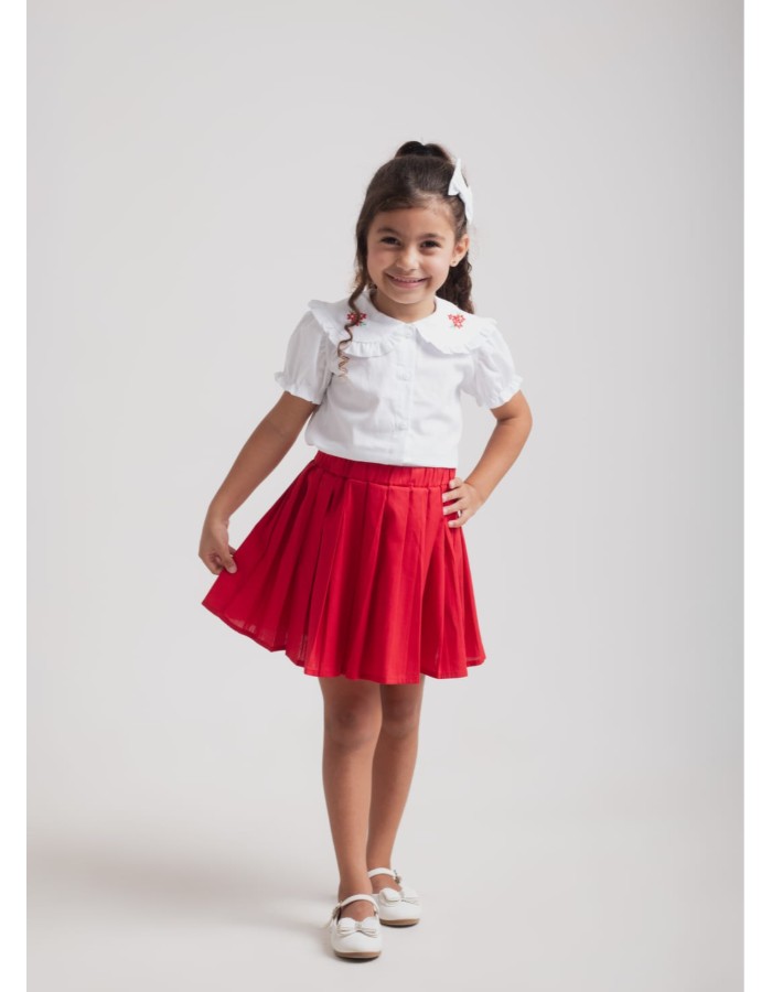 Conjunto Valentina,obs todas as blusa na cor branco, bordado combinando com as saias.