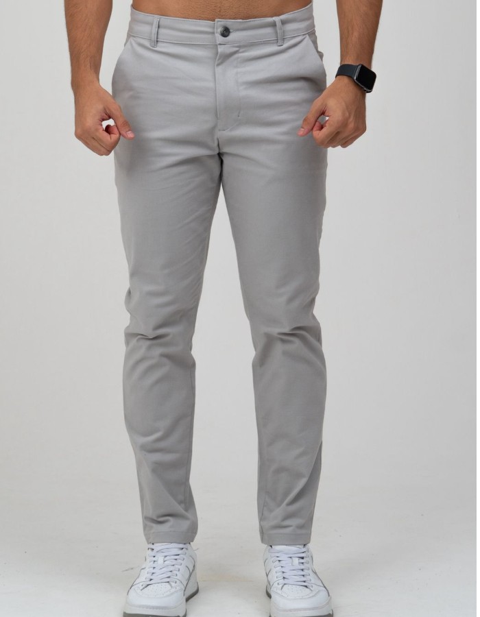 CALÇA SARJA CINZA CLARO