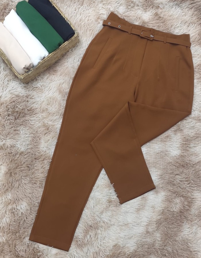 CALÇA ESTILO ZARA C/ CINTO TECIDO ALFAIARARIA