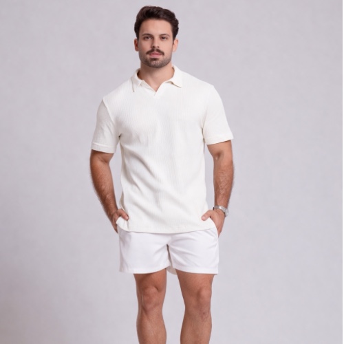 CAMISA GOLA V ELASTANO TEXTURE