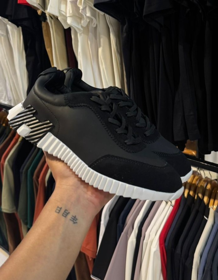 Tenis Hermes Preto c\ Branco 