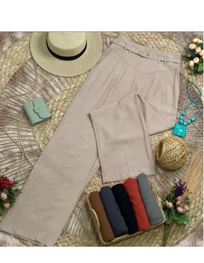 Calça pantalona alfaiataria com cinto 